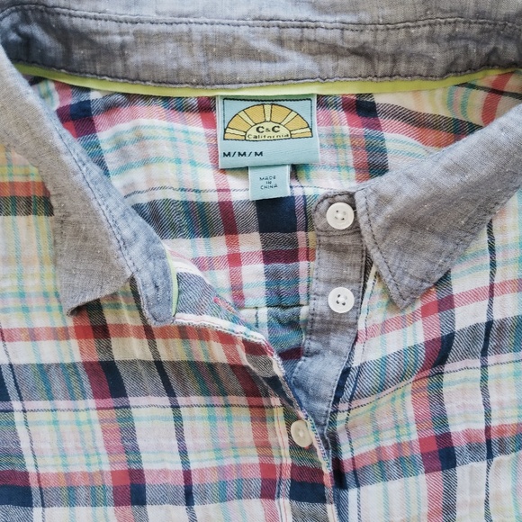 🌿C&C California Crinkle Tennis Plaid Button Up - Picture 7 of 8